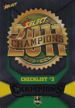 2011 NRL Champions - Silver Parallel #SP3 Checklist #3 Front